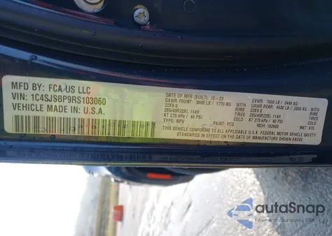 2024 Jeep Wagoneer L Series Ii Carbide 4X4 z USA, uszkodzony, nr VIN 1C4SJSBP9RS103060